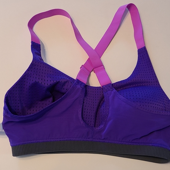 VSX Sport-- Victoria's Secret (32C) Purple & Pink Molded Cup, X Strap Sports Bra - Picture 9 of 12